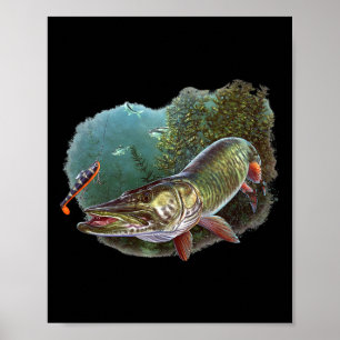 Muskie-Jäger Musky-Angler Fly-Fishing-Lockmittel N Poster