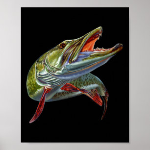 Muskie Jäger Musky Angler Köder Fly Fishing Nov Poster