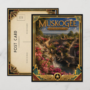 Muskogee Oklahoma Vintage Art Deco Golden Age Postkarte