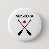 Muskoka Canada Crossed Paddle Oars Maple Leaf Button (Vorderseite)
