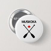 Muskoka Canada Crossed Paddle Oars Maple Leaf Button (Vorne & Hinten)