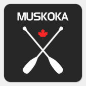 Muskoka Canada Crossed Paddle Oars Maple Leaf Dark Quadratischer Aufkleber (Vorderseite)