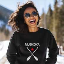 Muskoka Canada Crossed Paddle Oars Maple Leaf Dark