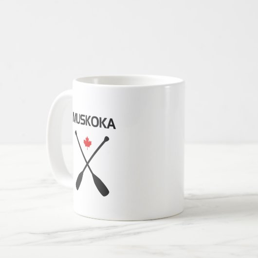 Muskoka Canada Crossed Paddle Oars Maple Leaf Kaffeetasse (Vorderseite Links)