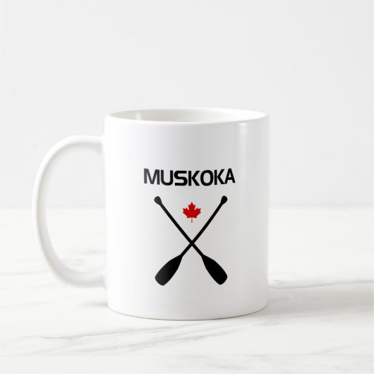 Muskoka Canada Crossed Paddle Oars Maple Leaf Kaffeetasse (Links)