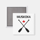 Muskoka Canada Crossed Paddle Oars Maple Leaf Magnet (Vorderseite/Rückseite)