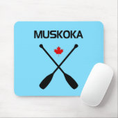 Muskoka Canada Crossed Paddle Oars Maple Leaf Mousepad (Mit Mouse)