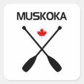Muskoka Canada Crossed Paddle Oars Maple Leaf Quadratischer Aufkleber (Vorderseite)