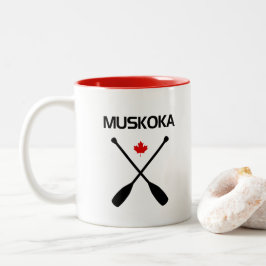 Muskoka Canada Crossed Paddle Oars Maple Leaf Zweifarbige Tasse