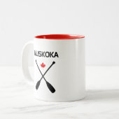 Muskoka Canada Crossed Paddle Oars Maple Leaf Zweifarbige Tasse (Vorderseite Links)