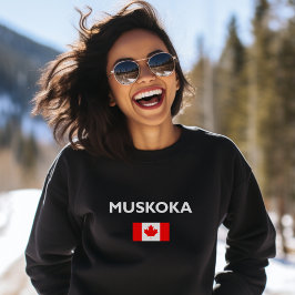 Muskoka Canada kanadische Flagge dunkle Farbe Sweatshirt