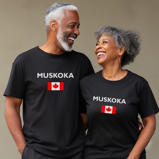 Muskoka Canada kanadische Flagge dunkle Farbe T-Shirt