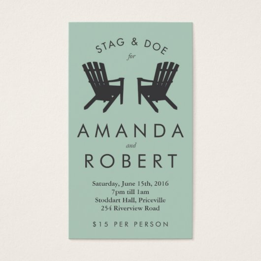 Muskoka Chair Stag and Doe Ticket, Aqua (Vorderseite)