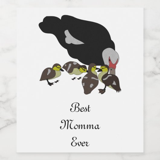 Muskovy Duck and Adorable Duckling Weinetikett (Einzelnes Label)