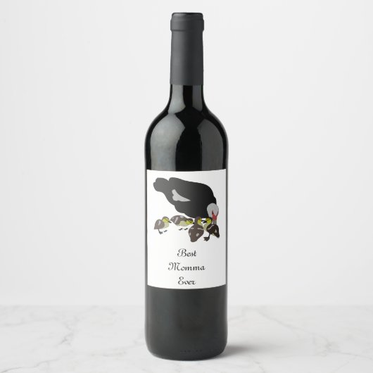 Muskovy Duck and Adorable Duckling Weinetikett (Vorderseite)