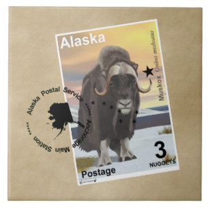 Muskox Briefmarke Souvenir Fliese