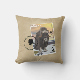 Muskox Briefmarke Souvenir Kissen