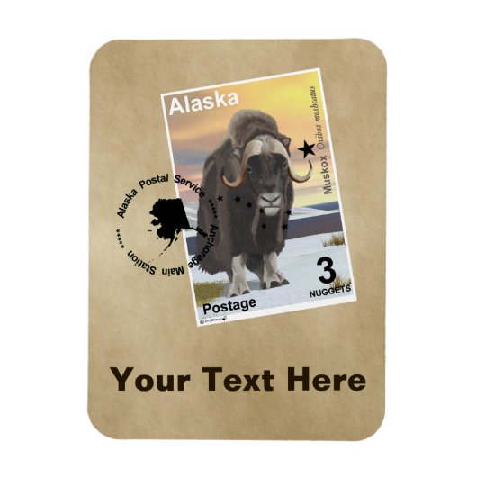 Muskox Briefmarke Souvenir Magnet (Vertikal)