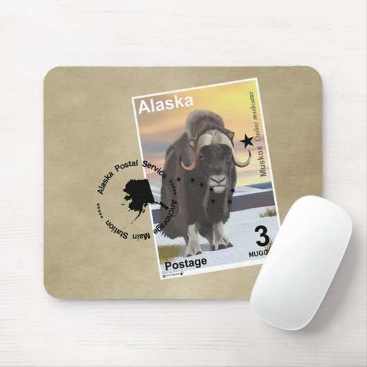 Muskox Briefmarke Souvenir Mousepad (Mit Mouse)