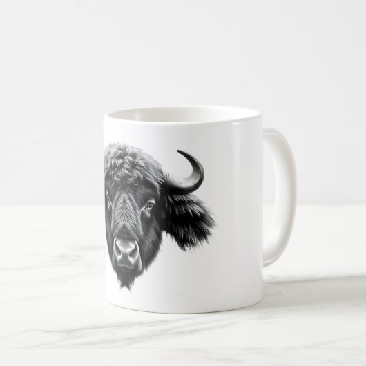 Muskox Lover T - Shirt - Realistisch Black & White Kaffeetasse (VorderseiteRechts)
