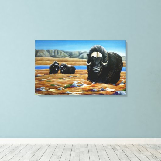 Muskox Malerei kanadische Wildtiere Canvas Print Leinwanddruck (Insitu (Holzboden))
