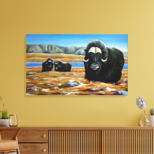 Muskox Malerei kanadische Wildtiere Canvas Print Leinwanddruck (Insitu (Wohnzimmer))