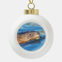 Muskrat in Vassar Farms Ökologische Reserve Keramik Kugel-Ornament