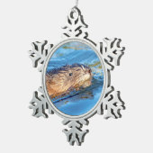 Muskrat in Vassar Farms Ökologische Reserve Schneeflocken Zinn-Ornament (Rechts)