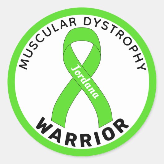 Muskuläre Dystrophie Warrior Ribbon weiß Runder Aufkleber (Vorderseite)