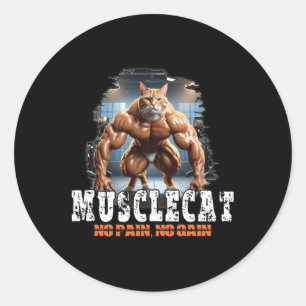 Muskuläre Katze - Bodybuilding Power - Keine Schme Runder Aufkleber