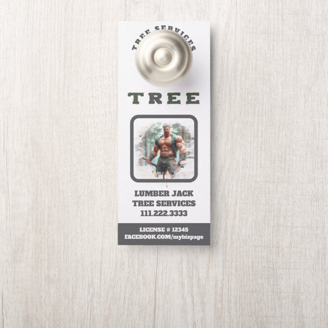 *~* Muskuläre Lumber Jack Tree Services QR Tür Türanhänger (Auf Knauf)