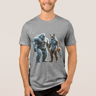 Muskuläre Yeti-und Fuchs-stehend Tri-Blend Shirt