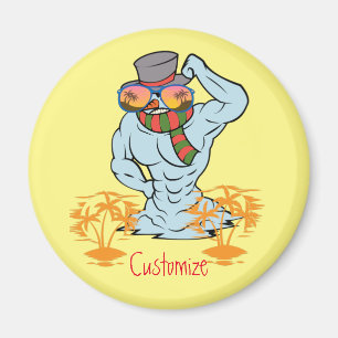 Muskulärer Schneemann Tropischer Urlaub Thunder_Co Magnet