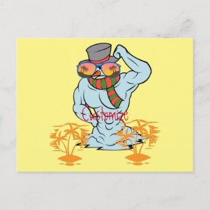 Muskulärer Schneemann Tropischer Urlaub Thunder_Co Postkarte