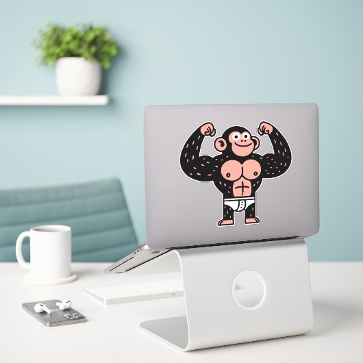 Muskulatur Aufkleber (Laptop auf Schreibtisch)