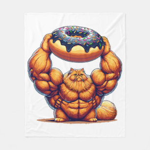 Muskulöse Katze hebt Donut Fleecedecke