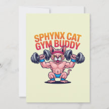 Muskulöse Sphynx-Katze Gym-Buddy Cartoon