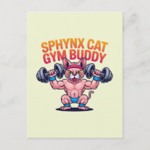 Muskulöse Sphynx-Katze Gym-Buddy Cartoon