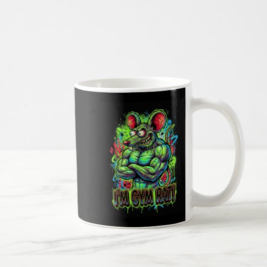 Muskulöser Fitnessstudio-Ratte Bodybuilder Graffit Kaffeetasse (Rechts)