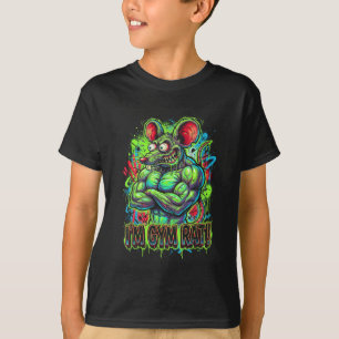 Muskulöser Fitnessstudio-Ratte Bodybuilder Graffit T-Shirt