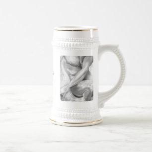 Muskulöser männlicher Torso und Initialen Original Bierglas
