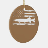 Musky American Flag 4. july Fishing Liebhaber Keramik Ornament (Rechts)