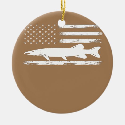 Musky American Flag 4. july Fishing Liebhaber Keramik Ornament (Vorne)