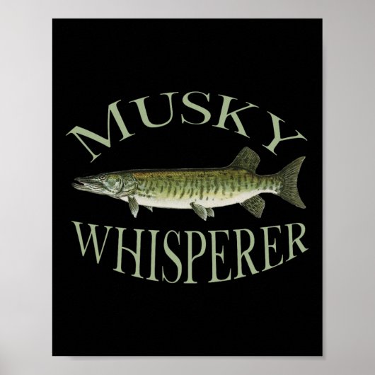 Musky Muskellunge Fisch Illustration Art Fischen Poster (Vorne)