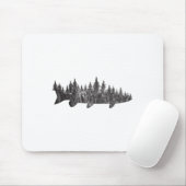 Musky Pine Forest Treeline - Outdoor Fishing Angle Mousepad (Mit Mouse)