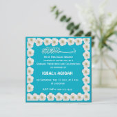 Muslim baby boy blue Aqiqah Einladung (Stehend Vorderseite)