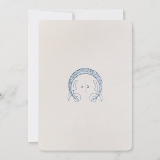 Muslim Dusty Blue Wedding Art Nouveau Mucha Einladung (Rückseite)