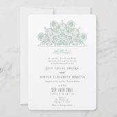 Muslim Dusty Sage Mandala Wedding Einladung (Vorderseite)