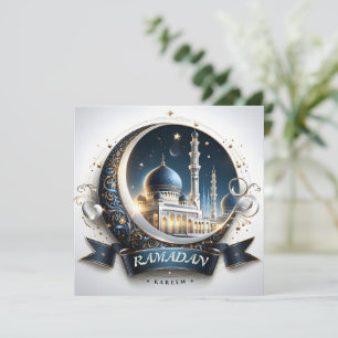 Muslim Golden Navy Blau Moschee Eid Mubarak Feiertagskarte