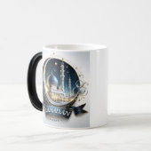 Muslim Golden Navy Blue Mosque Eid Mubarak Verwandlungstasse (Vorderseite Links)